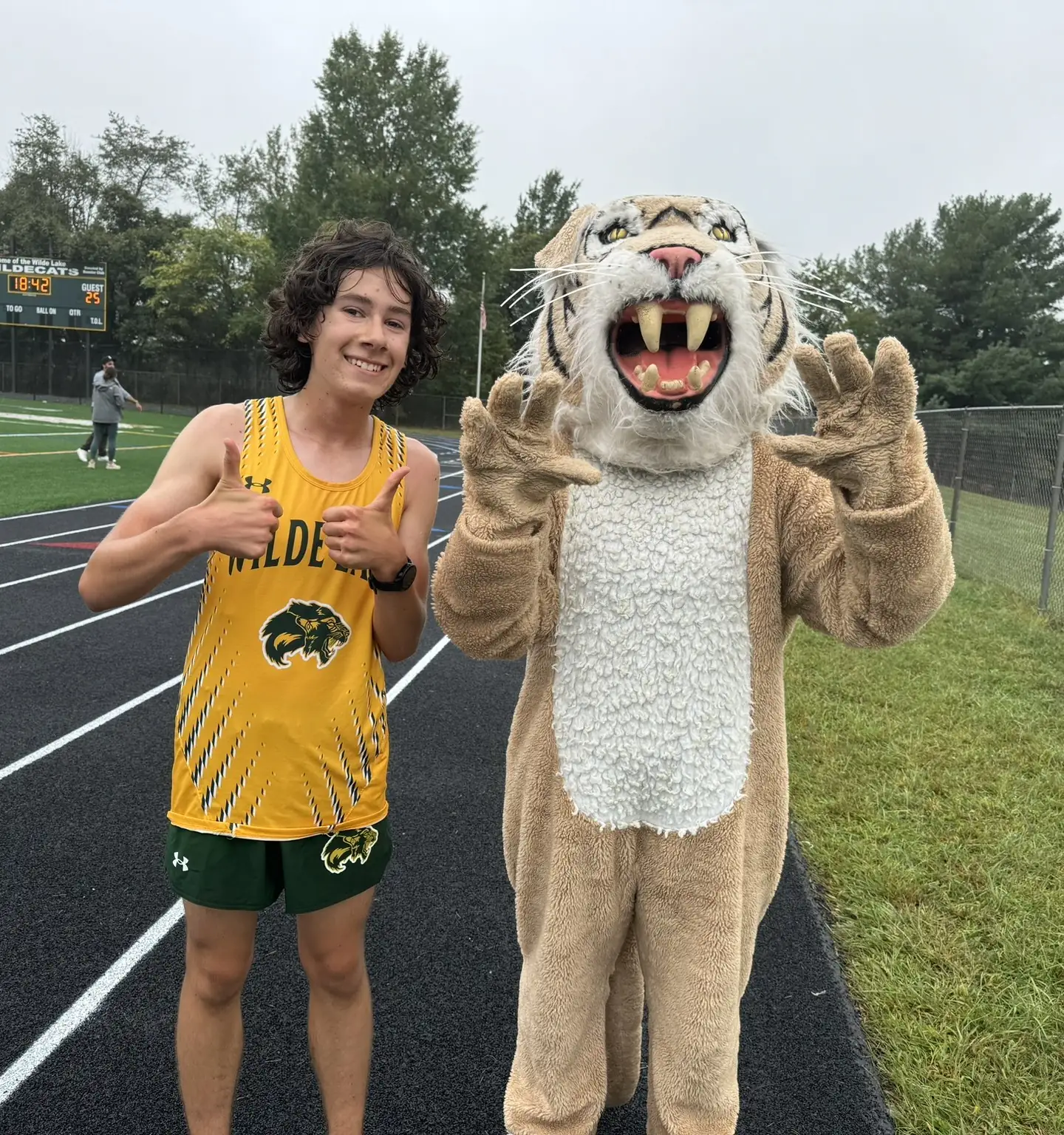 Wesley with the Wilde Lake Mascot